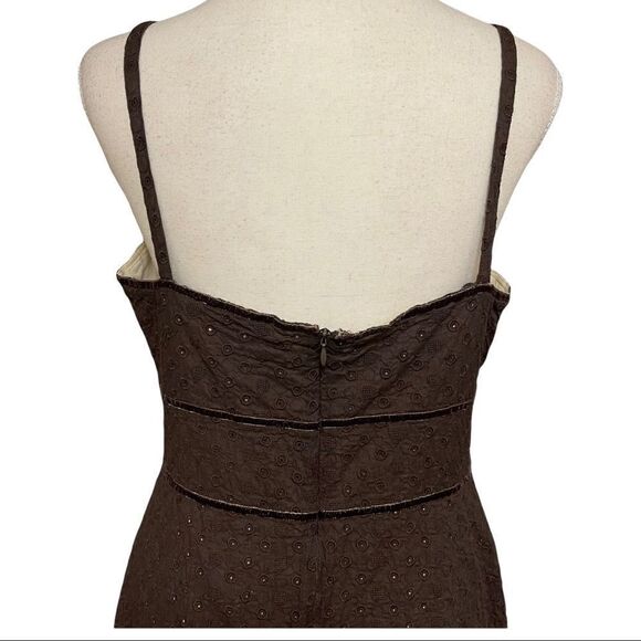Michael Kors Brown Eyelet Spaghetti Strap Dress Size 12 - Picture 10 of 14